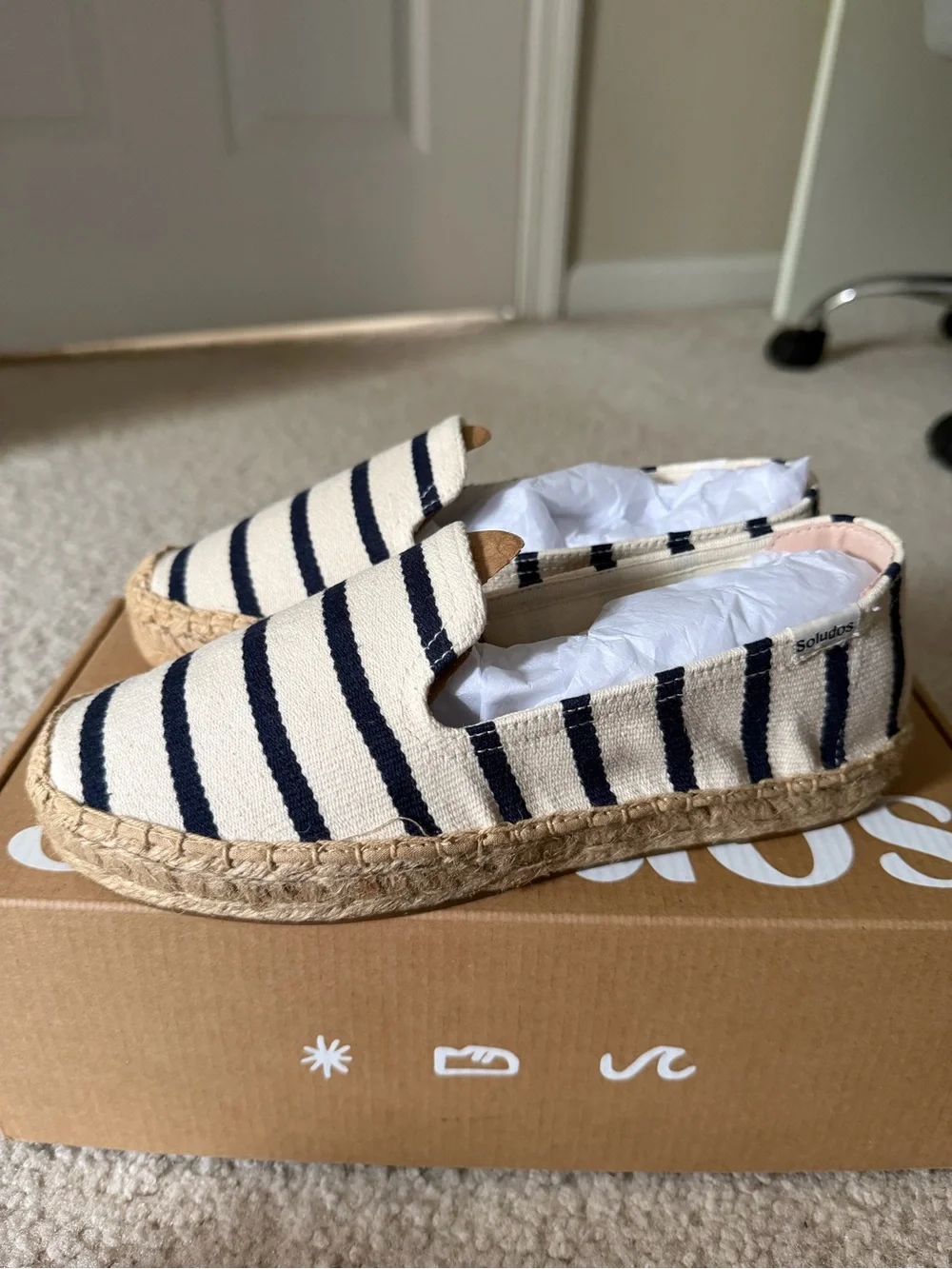 Striped Canvas Espadrilles - Navy & Cream